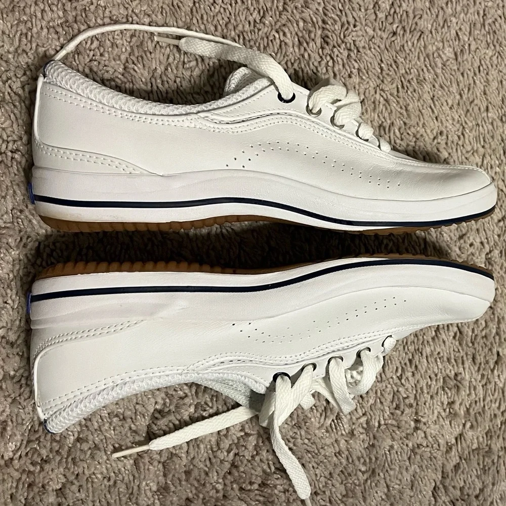 Keds White Leather Lace-Up Perforated Sneaker - Picture 2 of 6